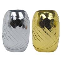 Braun & Company Cadeaulint Goud, zilver 0.5 cm x 20 m Pak van 2 stuks