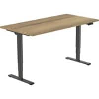 euroseats Economy Zit-sta-bureau Rechthoekig Naturel Eiken T-Voet 1.600 (B) x 800 (D) x 1.275 (H) mm Metaal