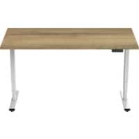 euroseats Economy Zit-sta-bureau Rechthoekig Naturel Eiken T-Voet 1.400 (B) x 800 (D) x 1.275 (H) mm Metaal