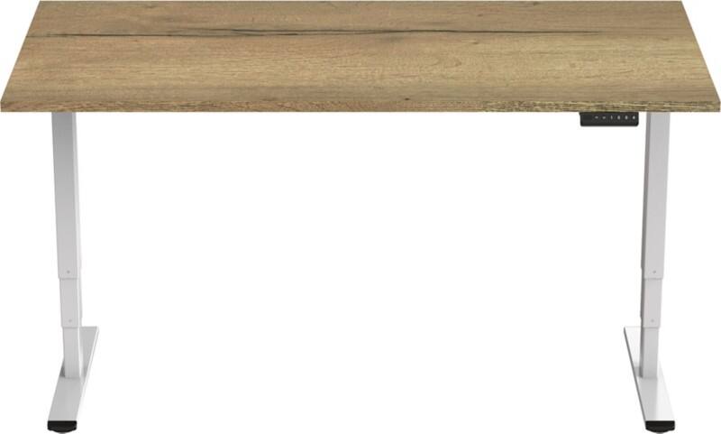 euroseats Economy Zit-sta-bureau Rechthoekig Naturel Eiken T-Voet 1.600 (B) x 800 (D) x 1.275 (H) mm Metaal