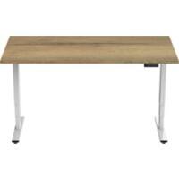 euroseats Economy Zit-sta-bureau Rechthoekig Naturel Eiken T-Voet 1.600 (B) x 800 (D) x 1.275 (H) mm Metaal