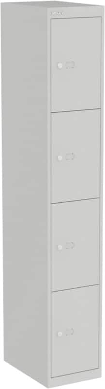 Bisley Staal Garderobekast 4 Deuren 1 kluis Sleutel 305 x 457 x 1.802 mm Grijs