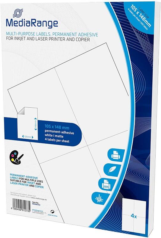 MediaRange Multifunctioneel etiketten MRINK143 Wit 10,5 cm