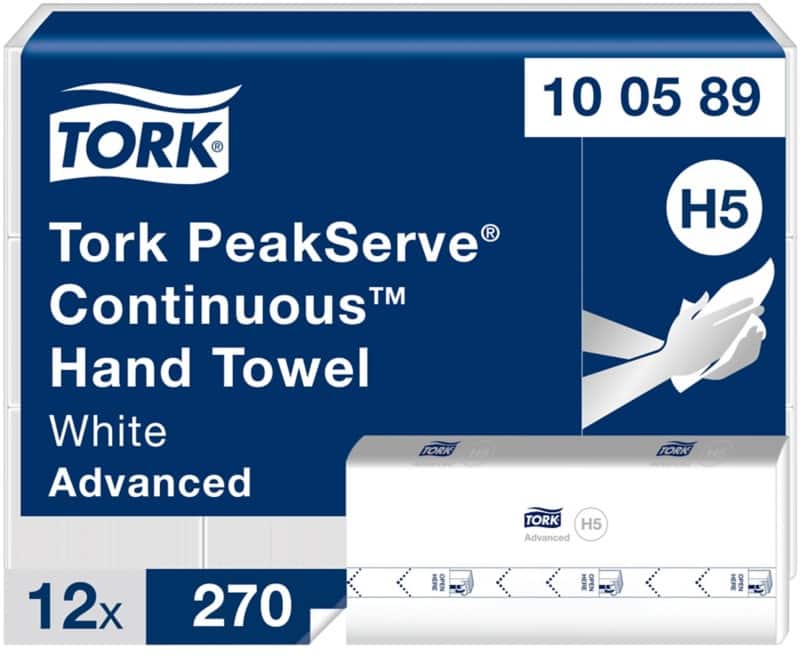 Tork Peakserve Handdoek H5 Z-vouw Wit 1-laags 100589 12 Stuks à 270 Vellen