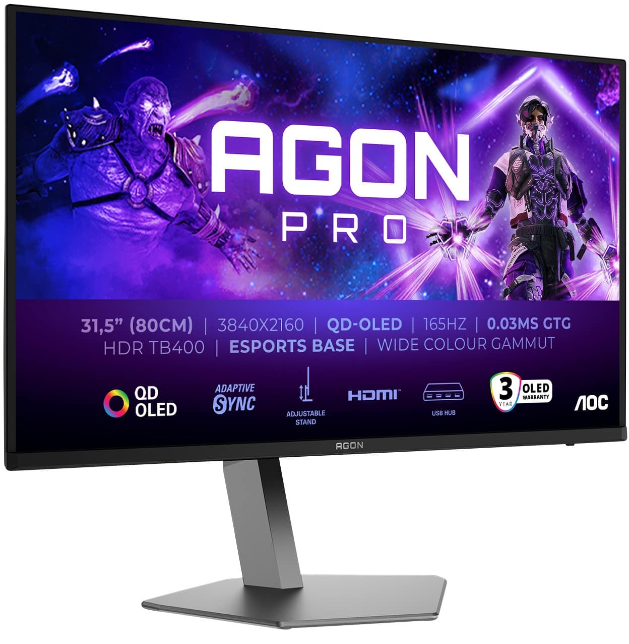 AOC AGON PRO AG326UD 31,5" Monitor 4K Ultra HD QD‑OLED 0.03 ms