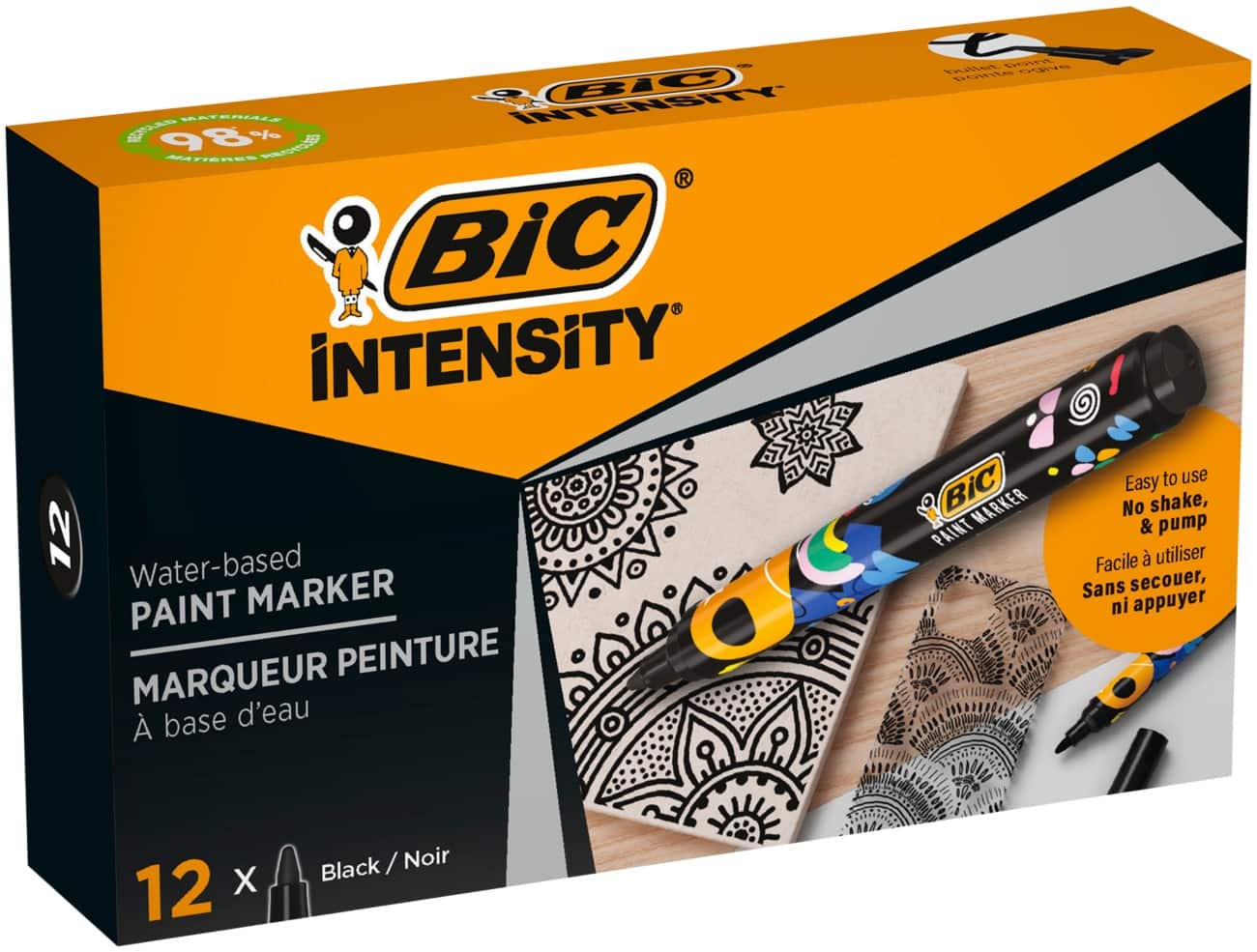 BIC Permanent Lakmarker Zwart Medium Kegelvormig 2,3 mm 12 Stuks