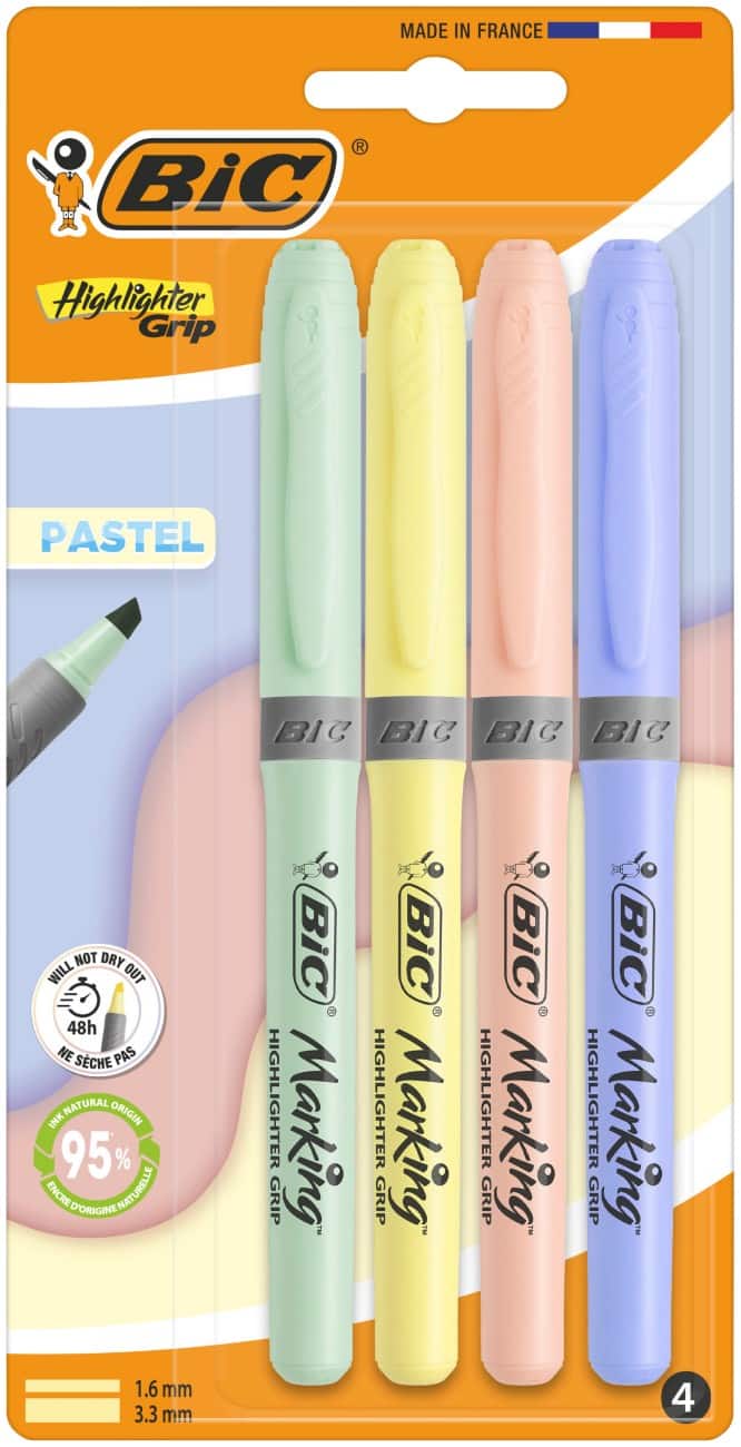 BIC Tekstmarker Kleurenassortiment Medium Beitelpunt 1,6 mm 4 Stuks