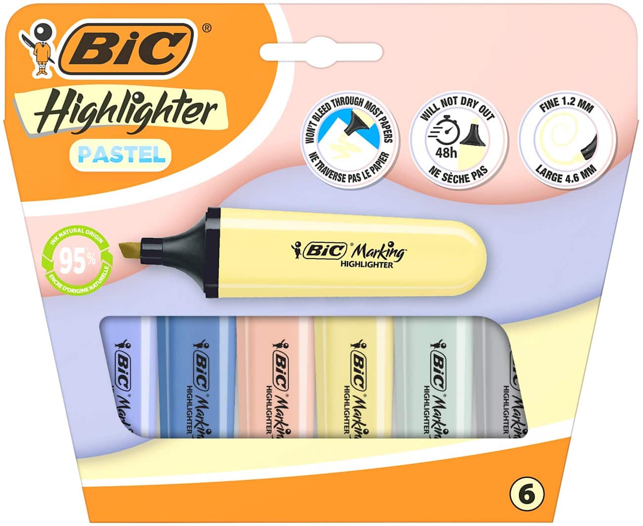 BIC Tekstmarker Kleurenassortiment Medium Beitelpunt 1,2 mm 6 Stuks