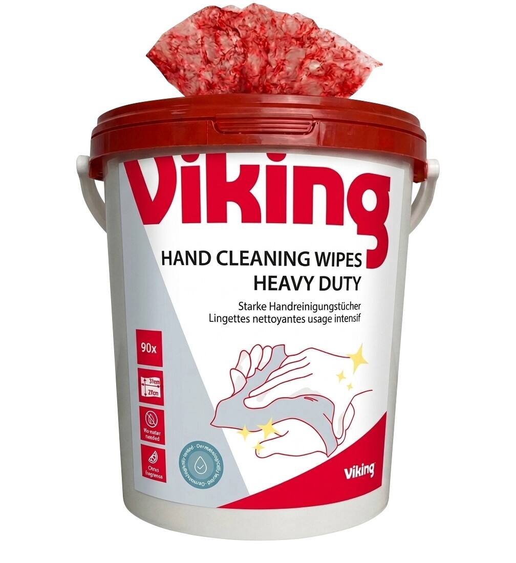 Viking Heavy Duty Hand- en oppervlaktedoekjes Rood 90 Stuks