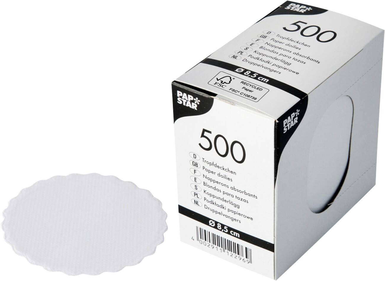 PAPSTAR Papieren onderzetters Rond Wit 8,5 cm 500 Stuks