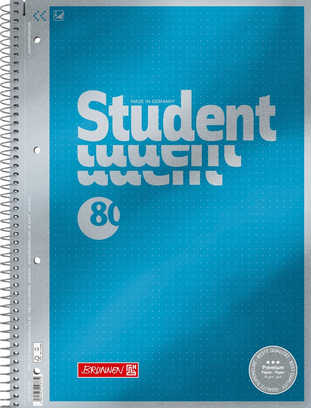 BRUNNEN Student Navulblok A4 Gestippeld Zijdelings ingebonden Geperforeerd