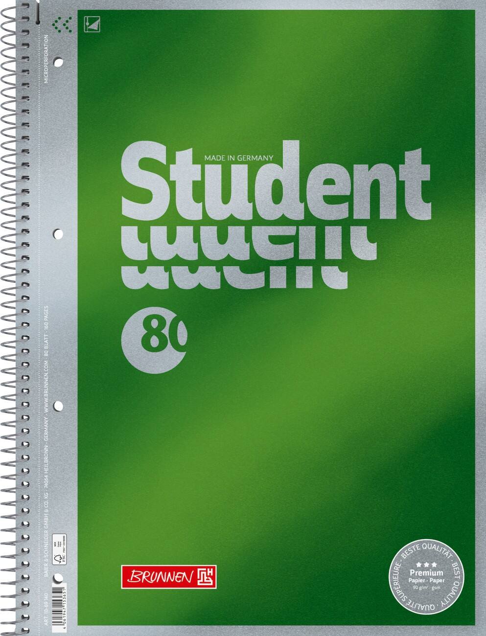 BRUNNEN Student Navulblok A4 Blanco Zijdelings ingebonden Geperforeerd