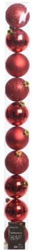 DECORIS Kerstbal Breukvast Rood 6 cm 10 Stuks