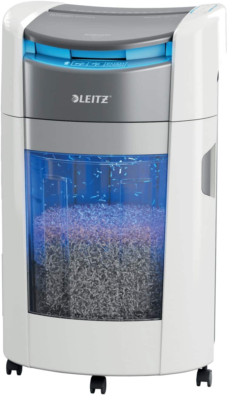 Leitz IQ Autofeed OptiMax Papierversnipperaar 330 Vellen Snippers Veiligheidsniveau P-4 25 liter