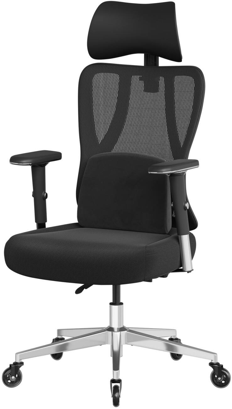 SONGMICS Kime Ergonomische stoel Permanent contact In hoogte verstelbare armleuning In hoogte verstelbare zitting Zwart max 150 kg