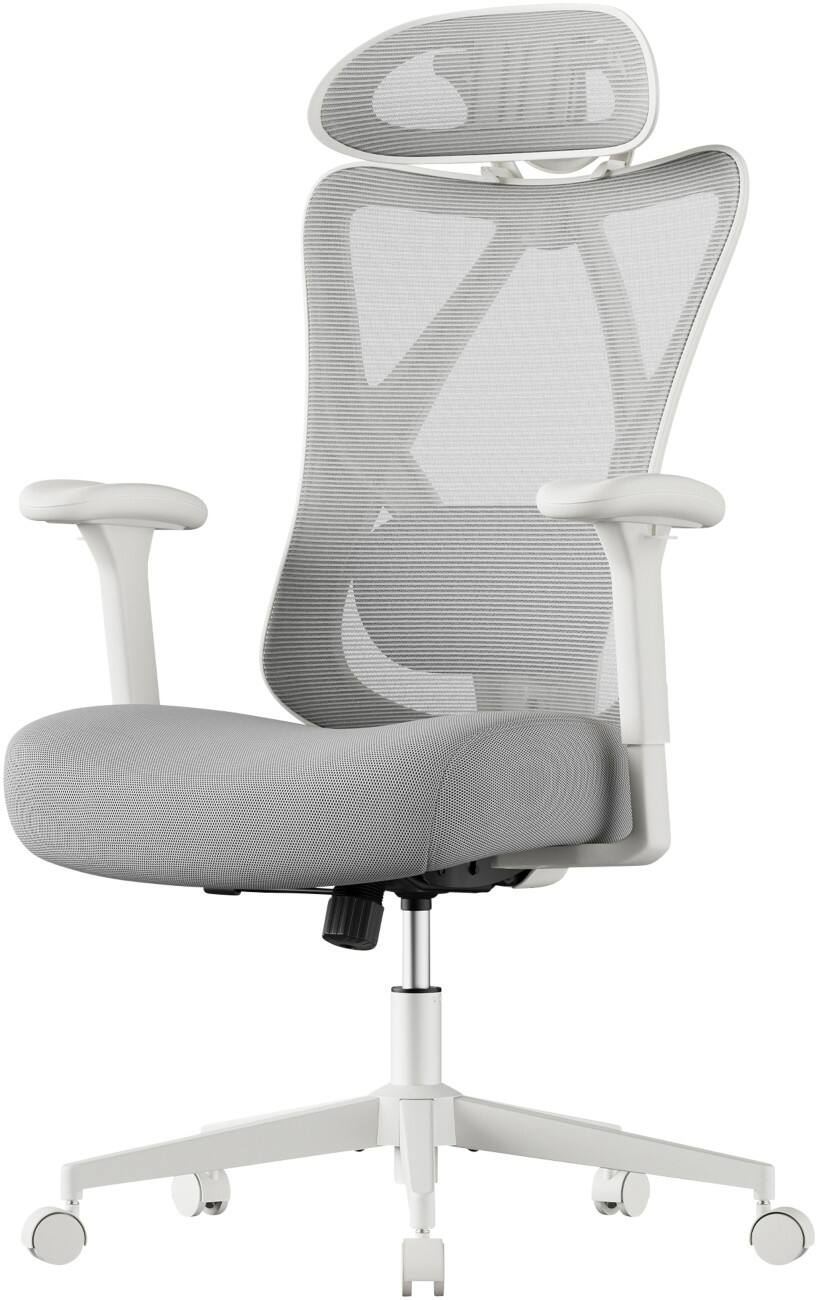 SONGMICS Kime Ergonomische stoel Permanent contact Vaste armleuning In hoogte verstelbare zitting Grijs max 150 kg