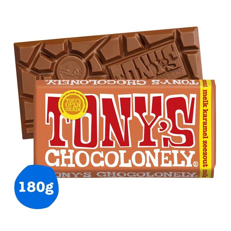 Tony's Chocolonely Classic Karamel zeezout Chocolade 180 g