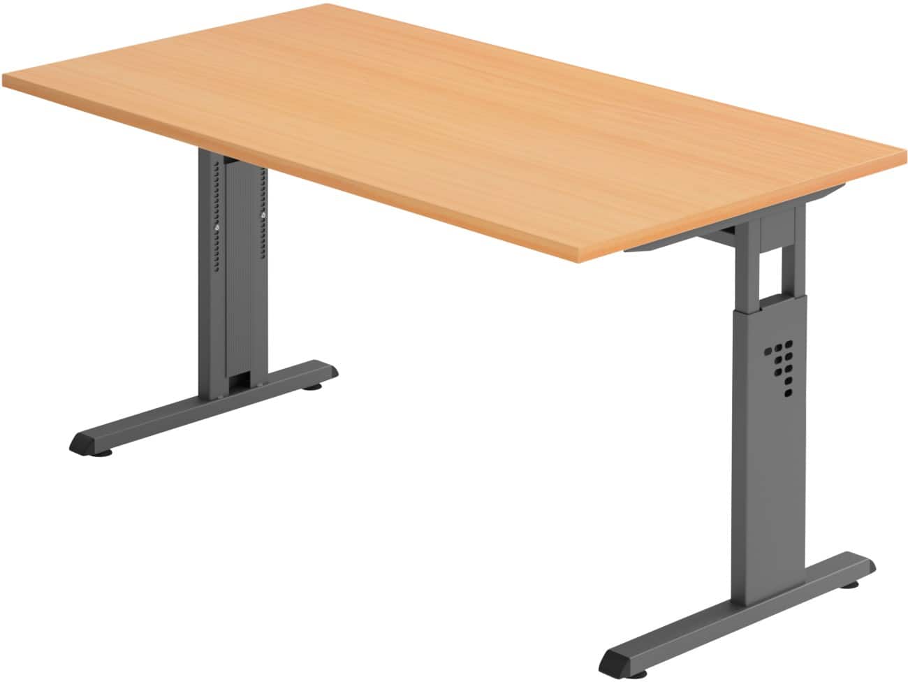 Hammerbacher Hoogteverstelbaar Bureau Rechthoekig Beuk C-Voet 1,400 (B) x 800 (D) x 850 (H) mm Spaanplaat, staal
