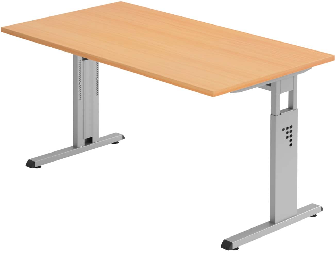 Hammerbacher Hoogteverstelbaar Bureau Rechthoekig Beuk C-Voet 1,400 (B) x 800 (D) x 850 (H) mm Spaanplaat, staal