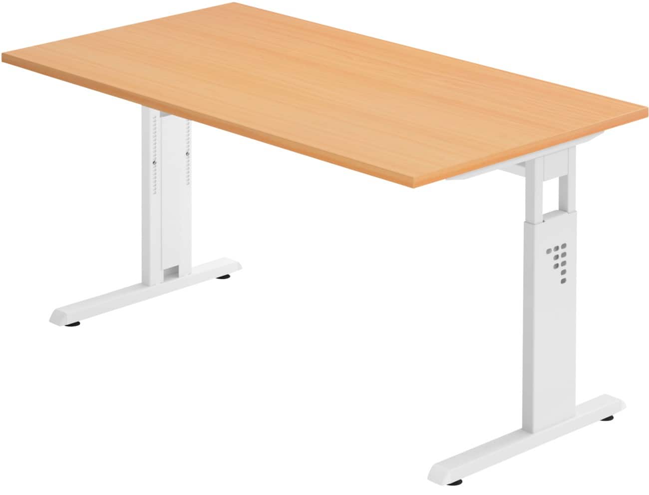 Hammerbacher Hoogteverstelbaar Bureau Rechthoekig Beuk C-Voet 1,400 (B) x 800 (D) x 850 (H) mm Spaanplaat, staal