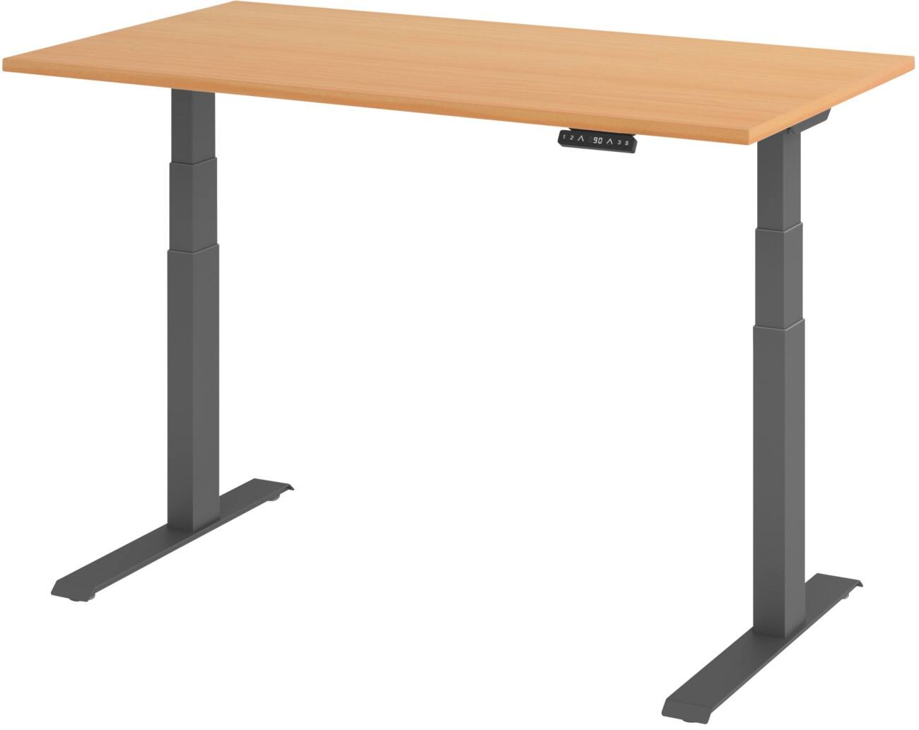 Hammerbacher Elektrisch hoogteverstelbaar Bureau Rechthoekig Beuk C-Voet 1,400 (B) x 800 (D) x 1,290 (H) mm Spaanplaat, staal