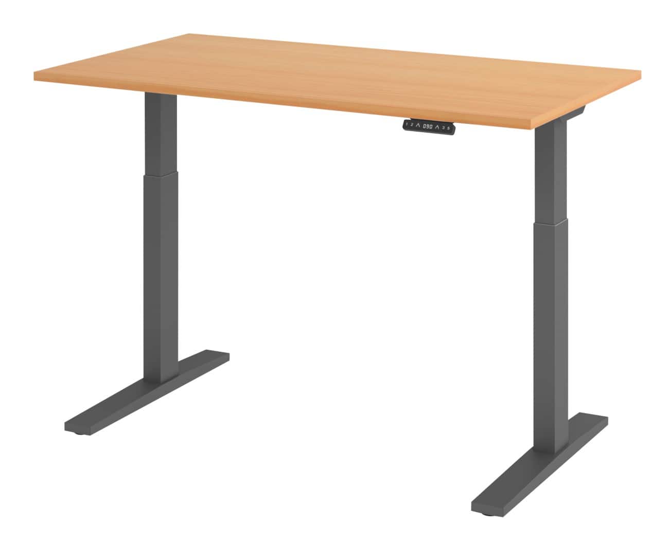 Hammerbacher Elektrisch hoogteverstelbaar Bureau Rechthoekig Beuk C-Voet 1,400 (B) x 800 (D) x 1,200 (H) mm Spaanplaat, staal