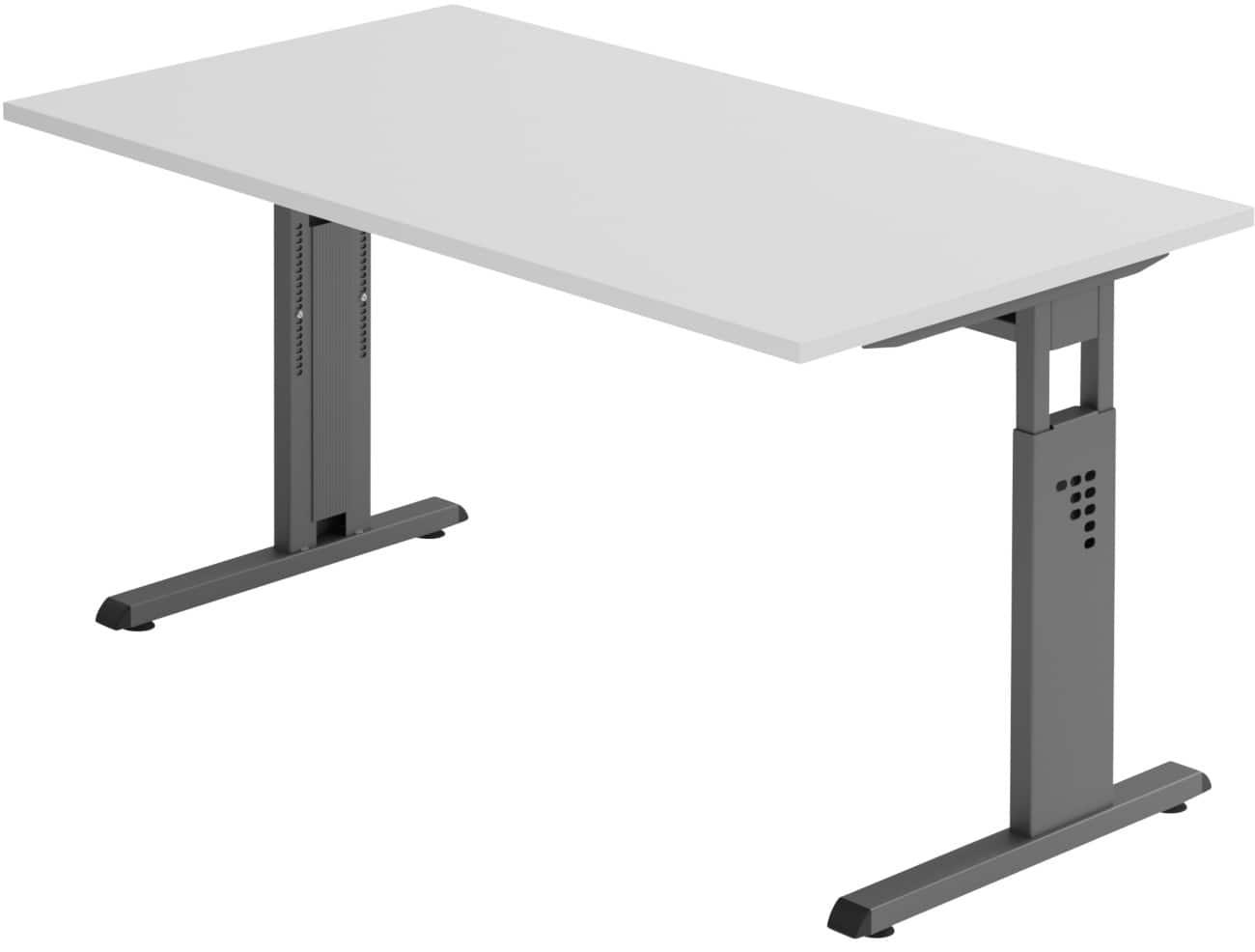 Hammerbacher Hoogteverstelbaar Bureau Rechthoekig Grijs C-Voet 1,400 (B) x 800 (D) x 850 (H) mm Spaanplaat, staal