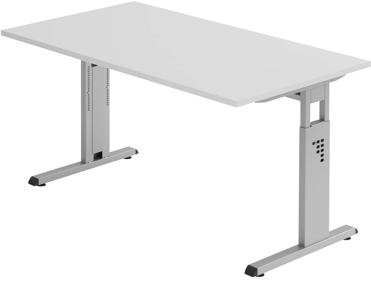 Hammerbacher Hoogteverstelbaar Bureau Rechthoekig Grijs C-Voet 1,400 (B) x 800 (D) x 850 (H) mm Spaanplaat, staal