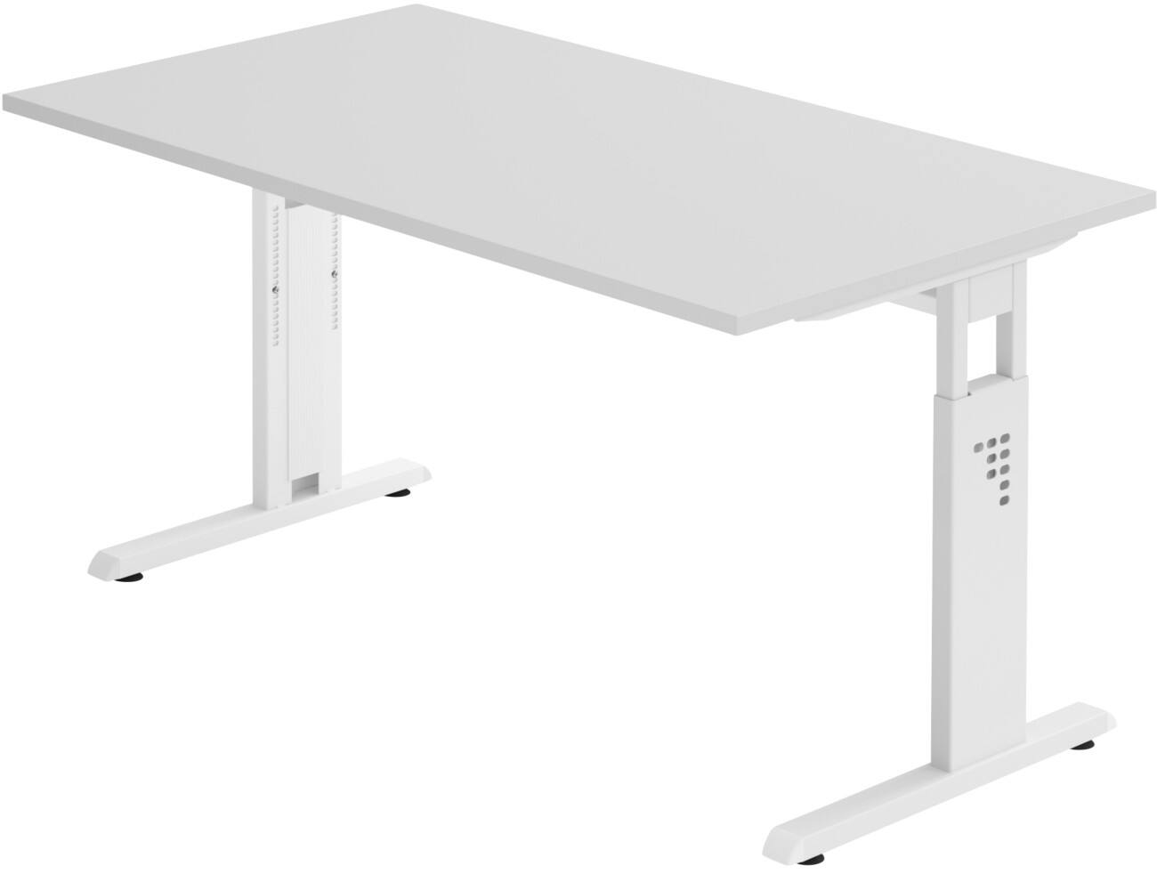 Hammerbacher Hoogteverstelbaar Bureau Rechthoekig Grijs C-Voet 1,400 (B) x 800 (D) x 850 (H) mm Spaanplaat, staal