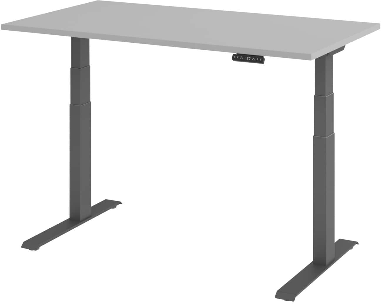 Hammerbacher Elektrisch hoogteverstelbaar Bureau Rechthoekig Grijs C-Voet 1,400 (B) x 800 (D) x 1,290 (H) mm Spaanplaat, staal
