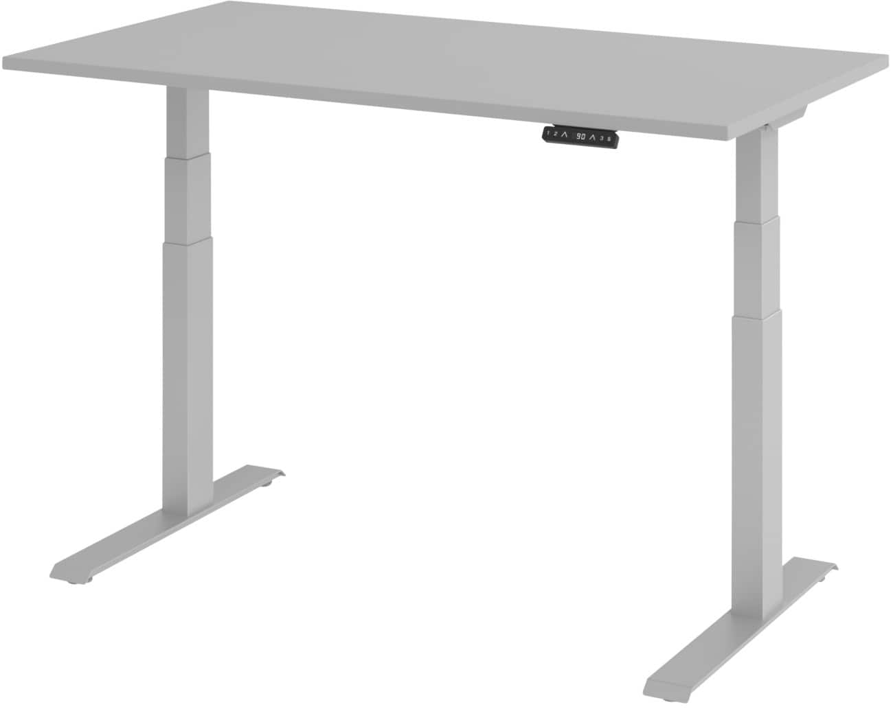 Hammerbacher Elektrisch hoogteverstelbaar Bureau Rechthoekig Grijs C-Voet 1,400 (B) x 800 (D) x 1,290 (H) mm Spaanplaat, staal