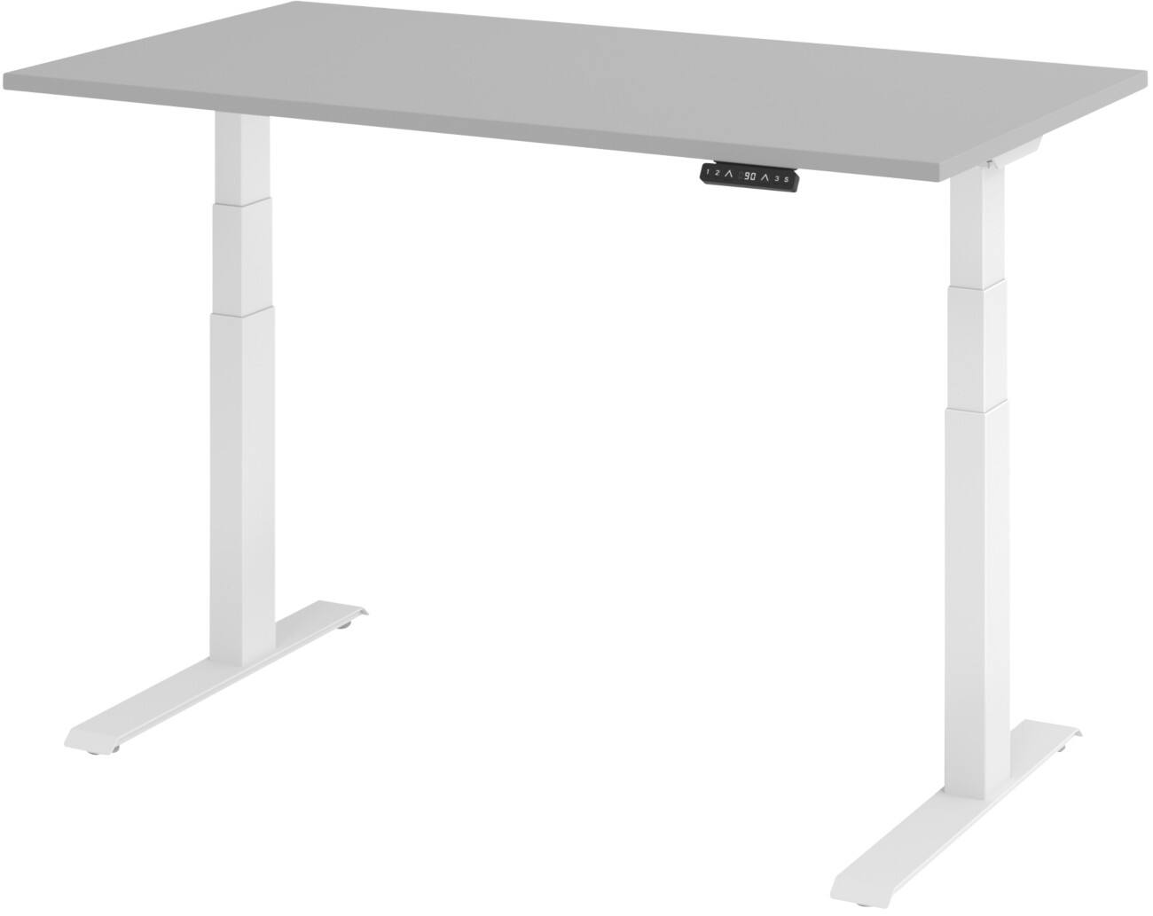 Hammerbacher Elektrisch hoogteverstelbaar Bureau Rechthoekig Grijs C-Voet 1,400 (B) x 800 (D) x 1,290 (H) mm Spaanplaat, staal