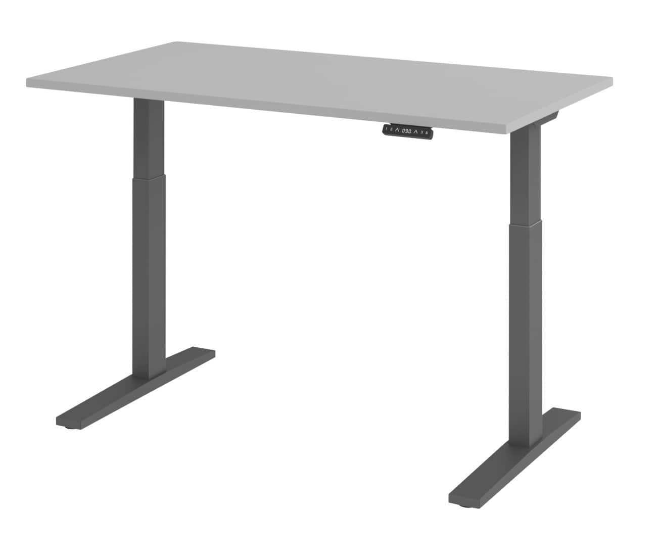 Hammerbacher Elektrisch hoogteverstelbaar Bureau Rechthoekig Grijs C-Voet 1,400 (B) x 800 (D) x 1,200 (H) mm Spaanplaat, staal