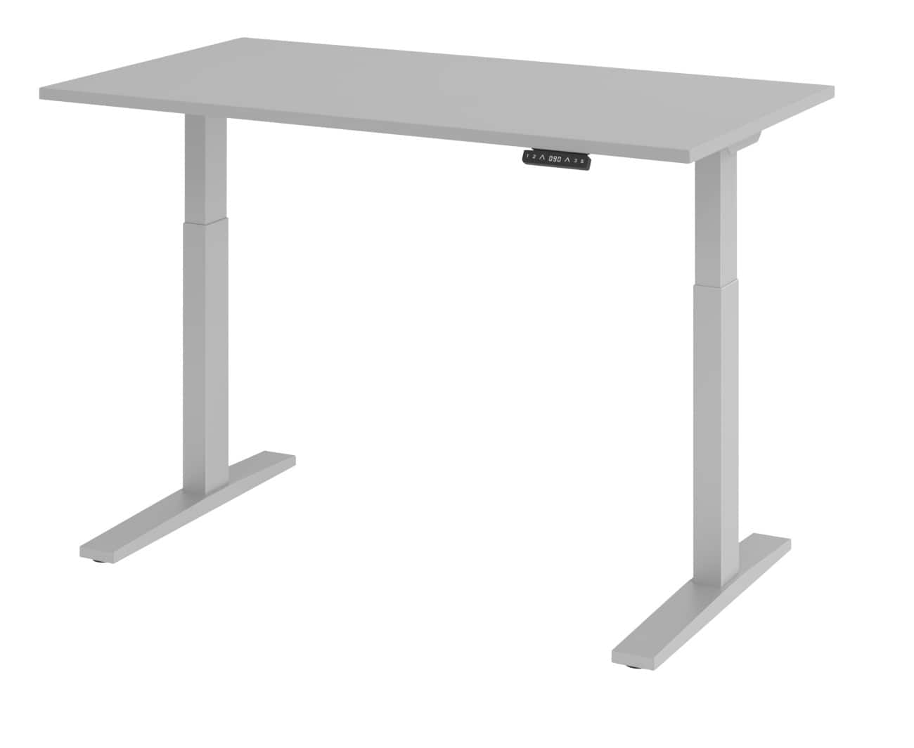 Hammerbacher Elektrisch hoogteverstelbaar Bureau Rechthoekig Grijs C-Voet 1,400 (B) x 800 (D) x 1,200 (H) mm Spaanplaat, staal
