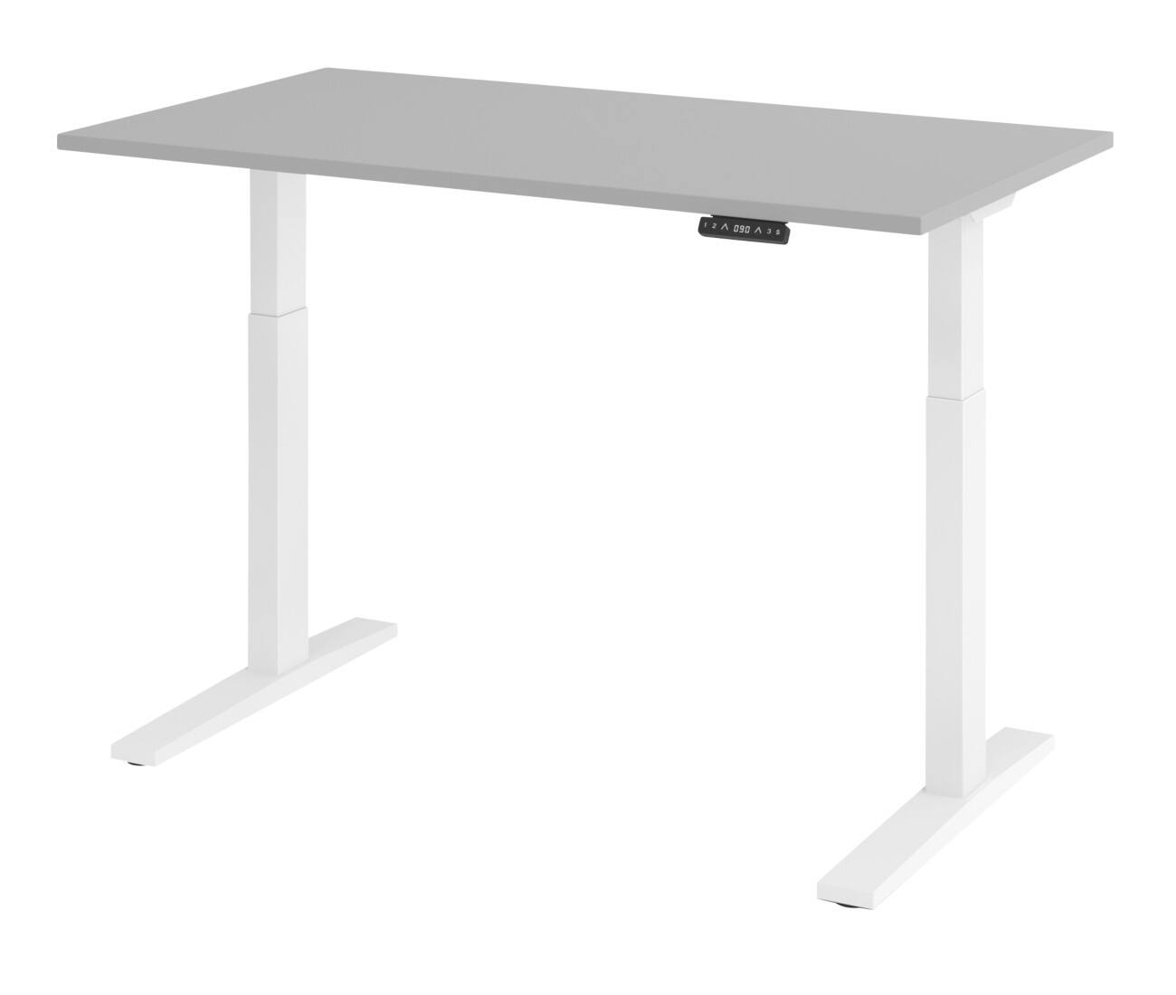 Hammerbacher Elektrisch hoogteverstelbaar Bureau Rechthoekig Grijs C-Voet 1,400 (B) x 800 (D) x 1,200 (H) mm Spaanplaat, staal