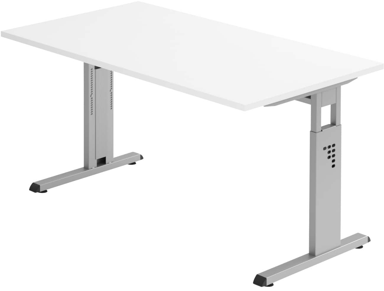 Hammerbacher Hoogteverstelbaar Bureau Rechthoekig Wit C-Voet 1,400 (B) x 800 (D) x 850 (H) mm Spaanplaat, staal