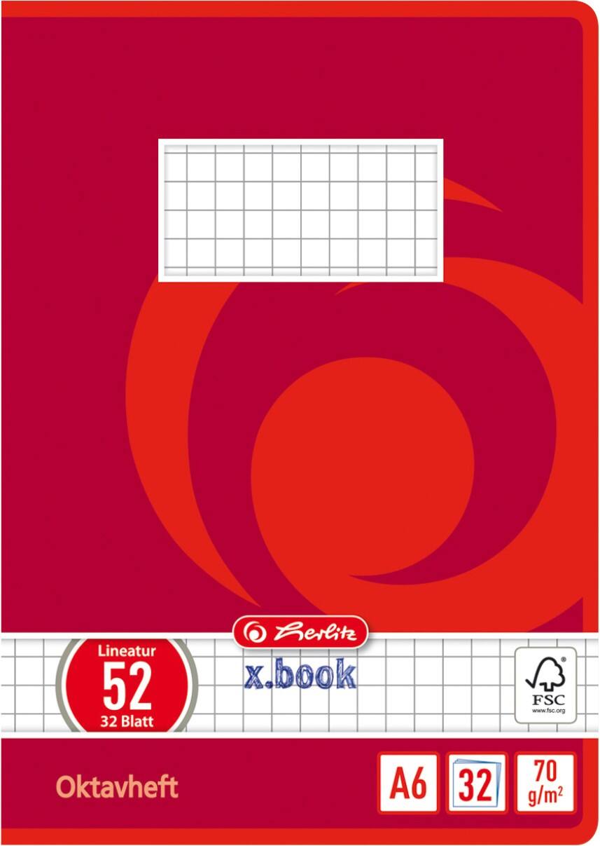 herlitz Schrijfblok A6 Rood 32 Vellen Geruit Motief draaikolk
