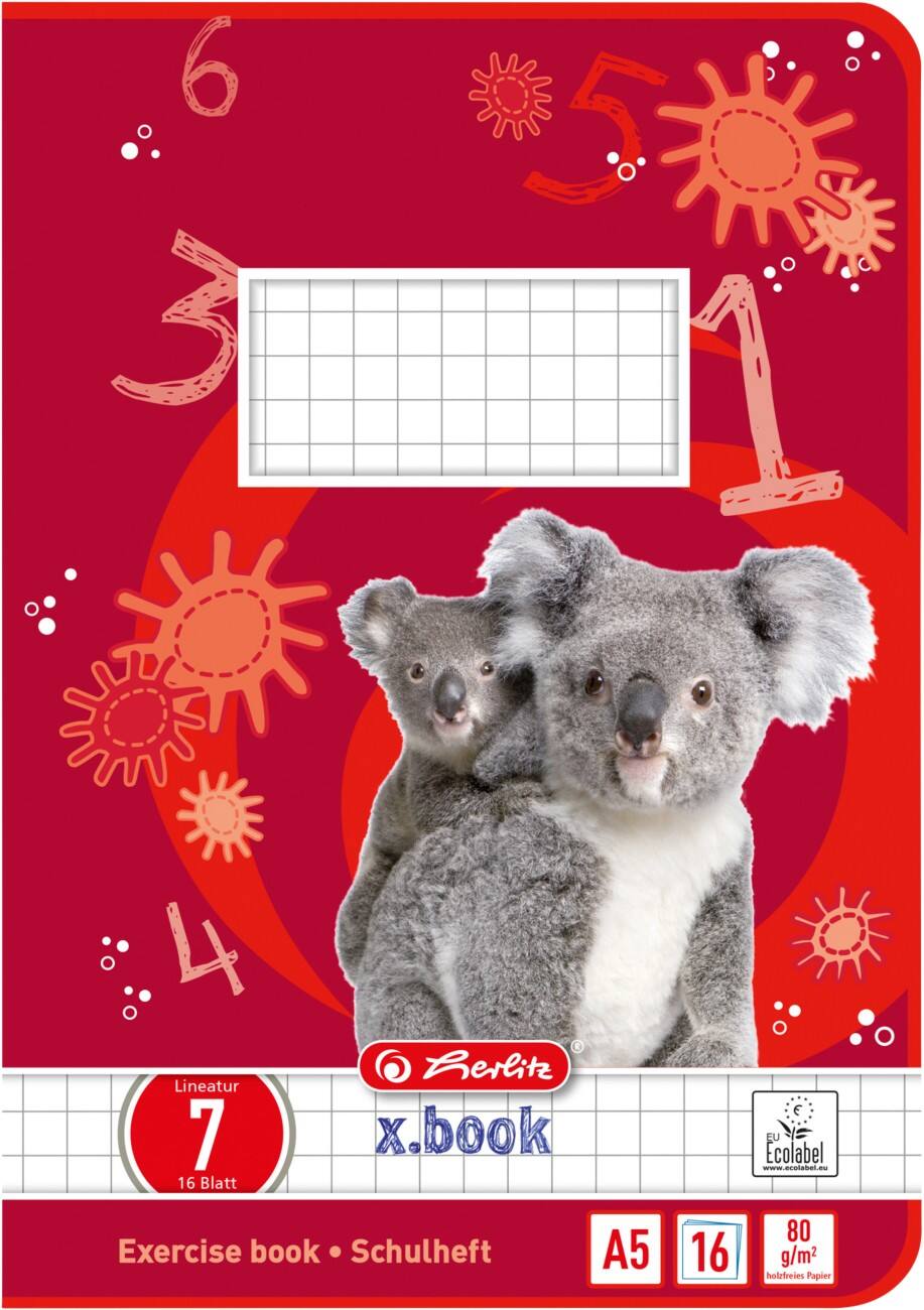 herlitz Schrift A5 Rood 16 Vellen Motief koala