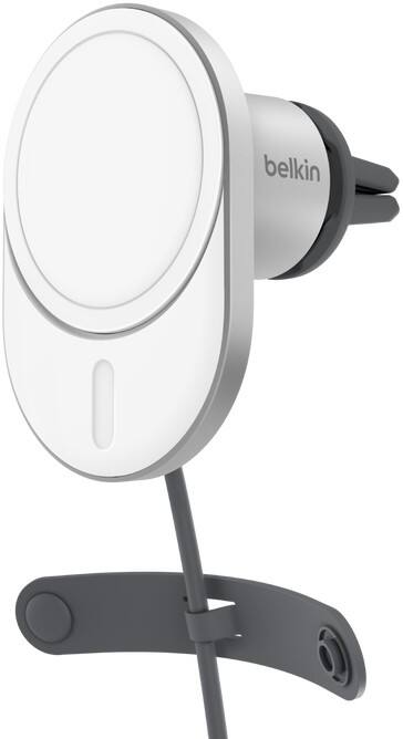 Belkin BoostCharge Pro Magnetisch Draadloze auto-oplader met Qi2 15W USB-C-kabel auto stroomadapter Wit, zilver WIC008BTGR-V2