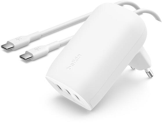 Belkin BoostCharge 3-Poorten USB-C Wandlader met PPS 67W met 2 m USB-C naar USB-C-kabel Wit WCC002VF2MWH-B6