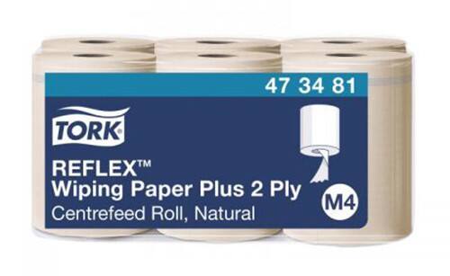 Tork Reflex Poetspapier Plus Natural M4 Sterk absorberend 2-laags Handdoekrol