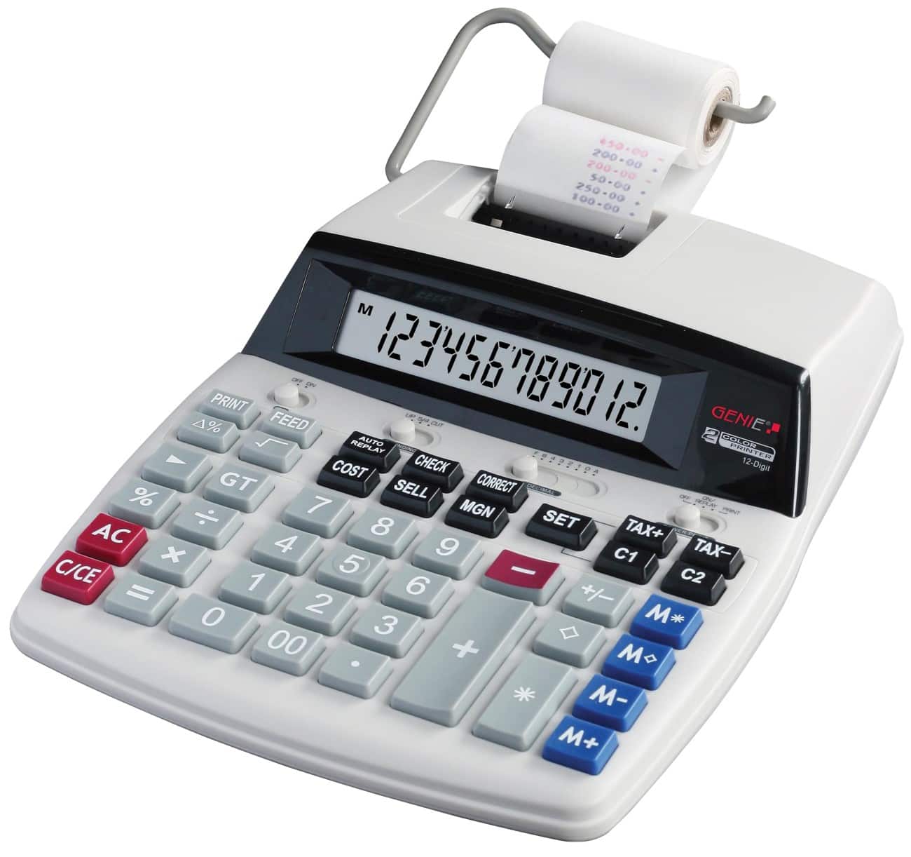 GENIE Plus Desktop Printrekenmachine LCD 1-Kleur Print Valutaconversie Eindbedrag D69