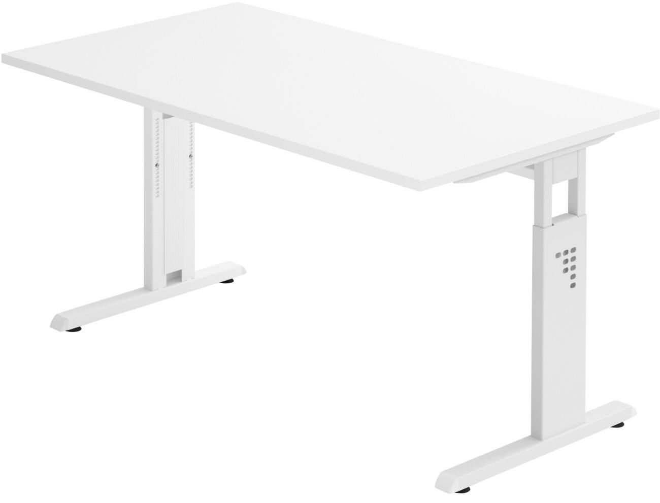 Hammerbacher Hoogteverstelbaar Bureau Rechthoekig Wit C-Voet 1,400 (B) x 800 (D) x 850 (H) mm Spaanplaat, staal