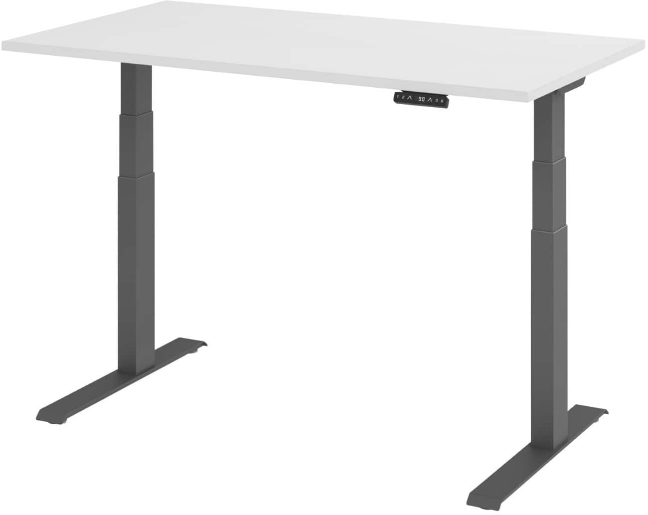 Hammerbacher Elektrisch hoogteverstelbaar Bureau Rechthoekig Wit C-Voet 1,400 (B) x 800 (D) x 1,290 (H) mm Spaanplaat, staal