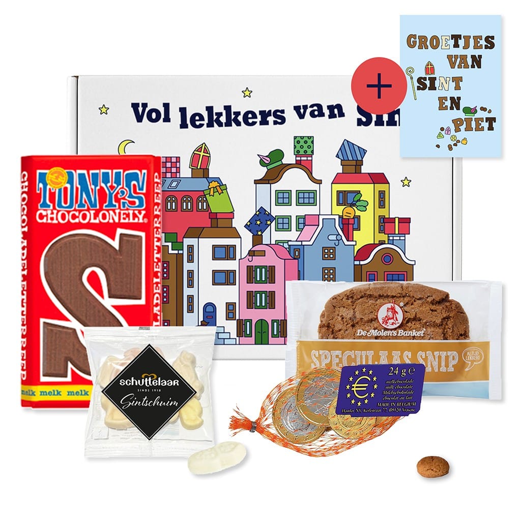 Sinterklaas Geschenkdoos ‘Wie klopt er, kinderen?’ 4 Stuks