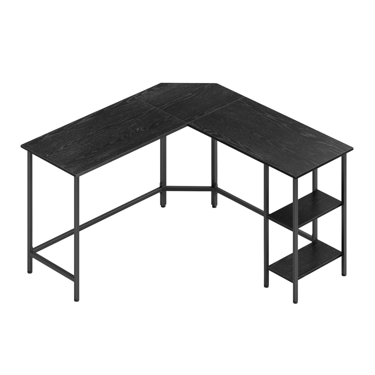 VASAGLE Computertafel L-Vorm Zwart L-Voet 1,400 (B) x 1,400 (D) x 760 (H) mm Spaanplaat, Staal