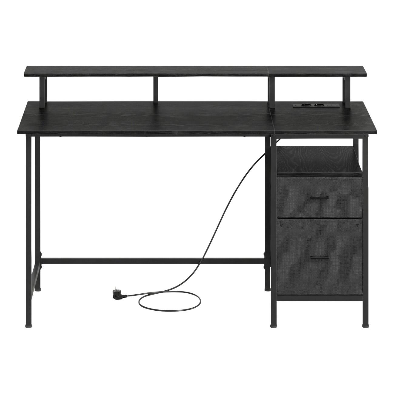 VASAGLE Computertafel Rechthoekig Ebben 2 Lades 1,400 (B) x 600 (D) x 900 (H) mm PA (Polyamide), Spaanplaat, Staal, Stof