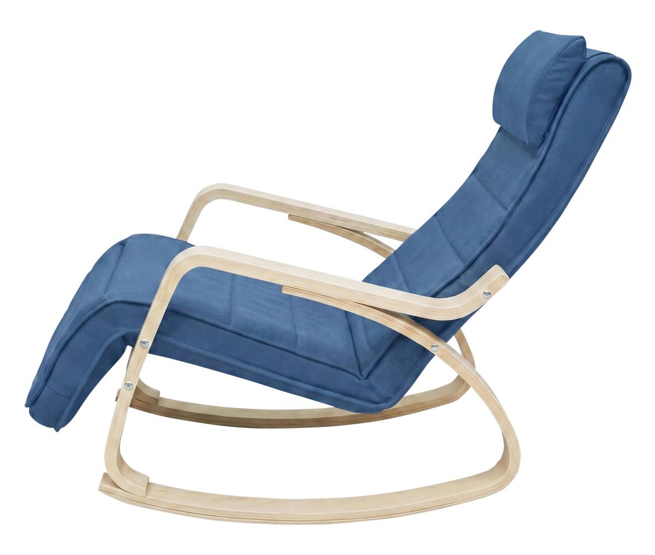 SONGMICS Teou Schommelstoel Stof Vaste armleuning Blauw 150 kg 550 x 1,215 x 840 mm