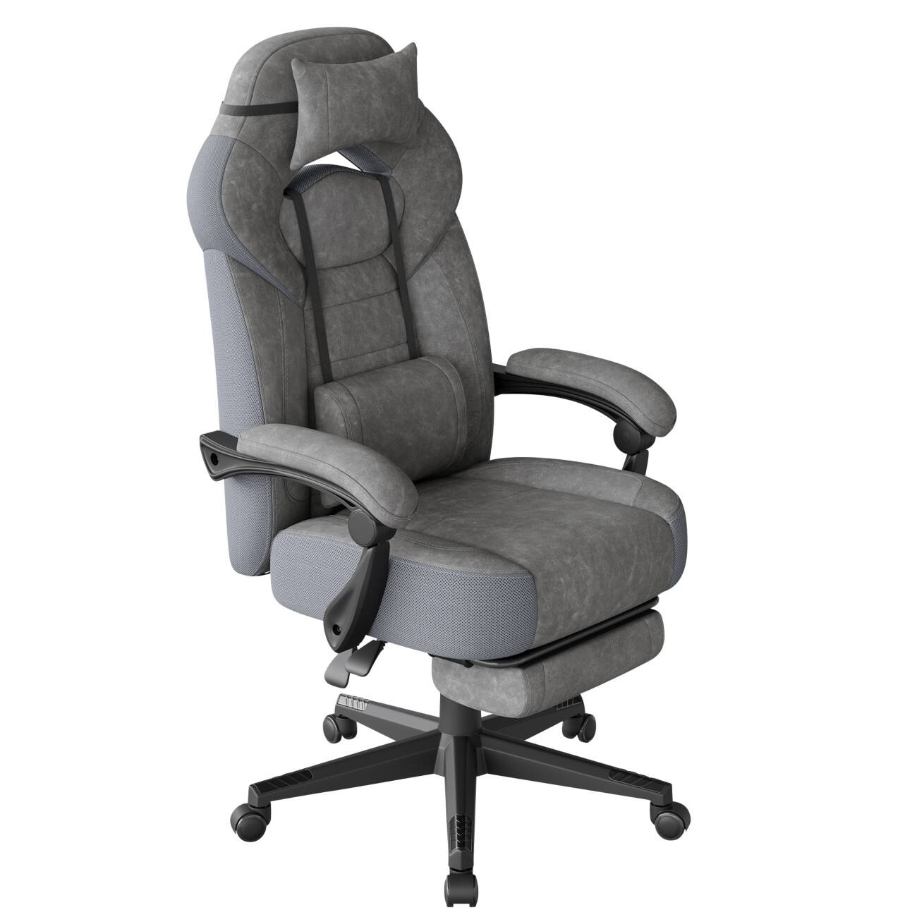 SONGMICS Cathy Ergonomisch Gamestoel Vaste armleuning Grijs OBG077G01