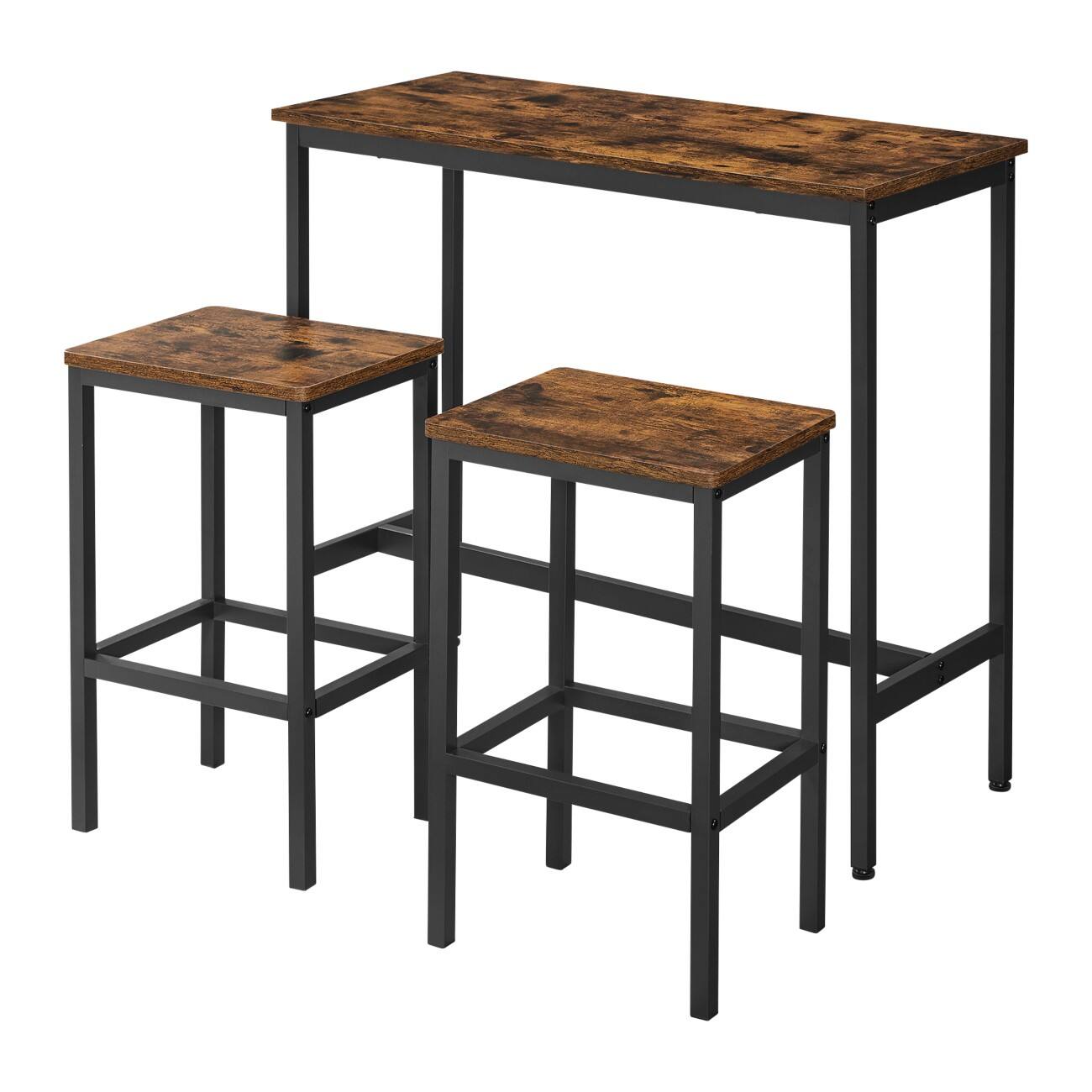 VASAGLE Set tafel en stoelen Bruin Industrieel 3 Stuks